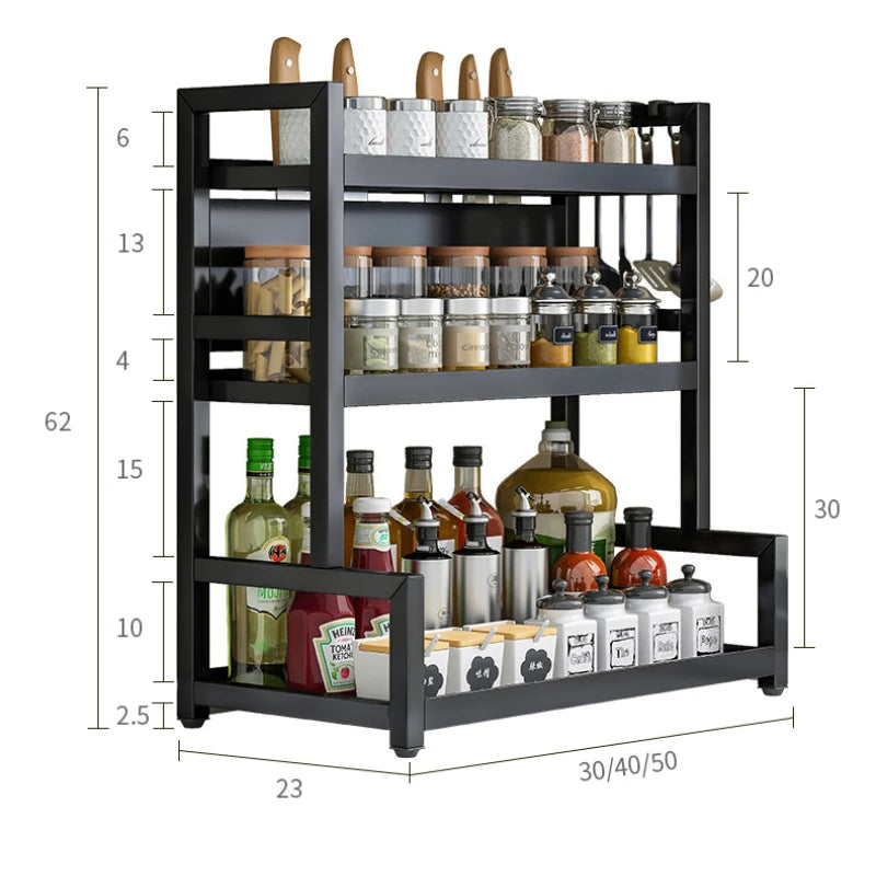 3-in-1 Kitchen Storage Rack – Spice, Seasoning & Cutting Board Organizer