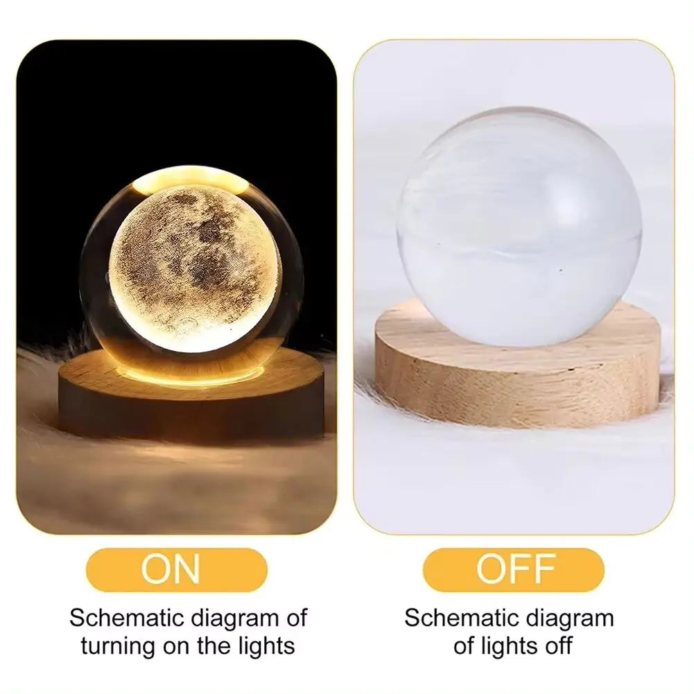 3D Moon & Planet USB Table Lamp – LED Crystal Ball for Home & Party