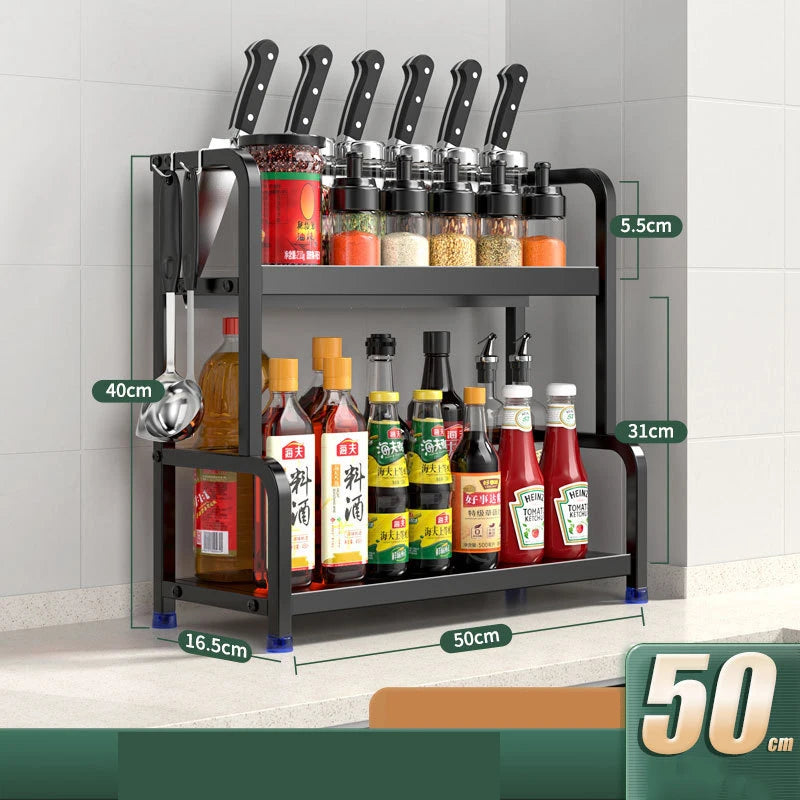 3-in-1 Kitchen Storage Rack – Spice, Seasoning & Cutting Board Organizer