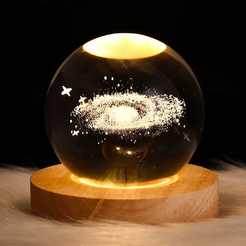 3D Moon & Planet USB Table Lamp – LED Crystal Ball for Home & Party