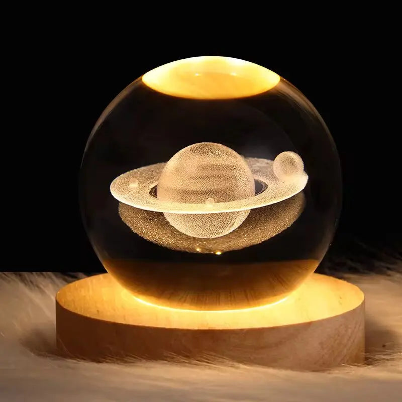 3D Moon & Planet USB Table Lamp – LED Crystal Ball for Home & Party