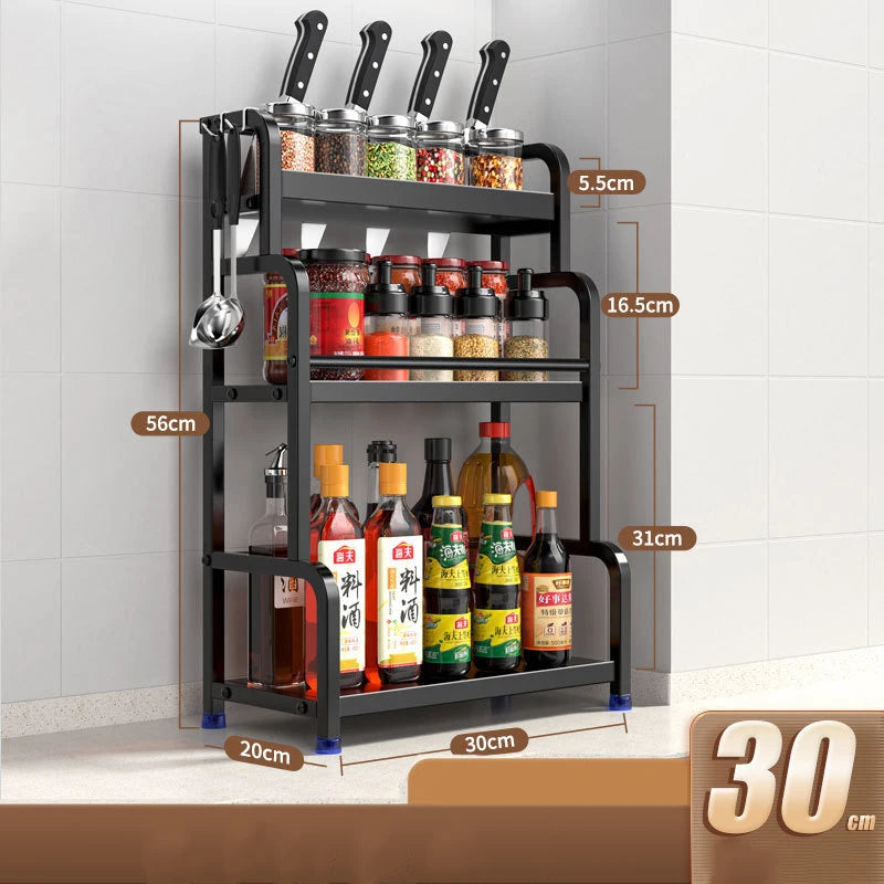 3-in-1 Kitchen Storage Rack – Spice, Seasoning & Cutting Board Organizer