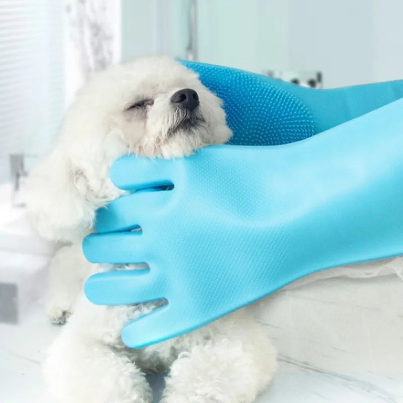 PetCare Massage Gloves – Soft Rubber Bath Brush for Cats & Dogs