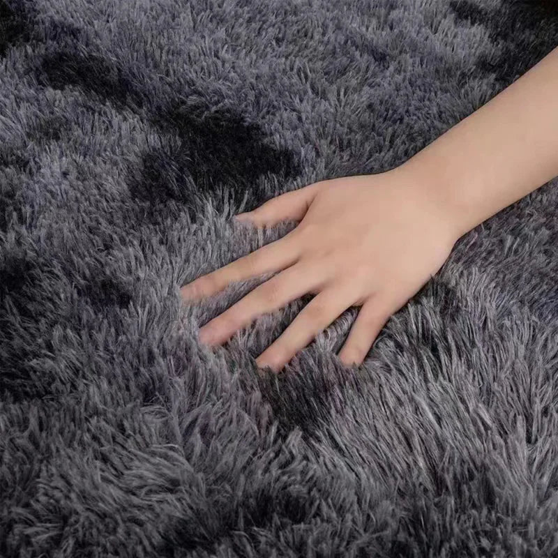 Silk Wool Rugs Children's Room Living Room Bedroom Tie-Dye Non-Slip Washable Machine Washable Carpet Mats