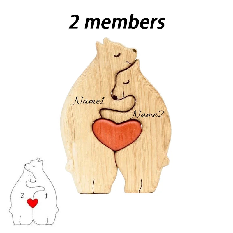 Custom Wooden Bear Family Puzzle – Thanksgiving & Christmas Gift