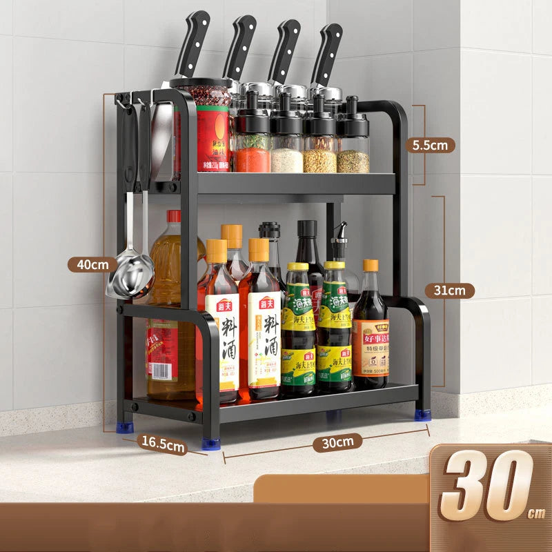 3-in-1 Kitchen Storage Rack – Spice, Seasoning & Cutting Board Organizer